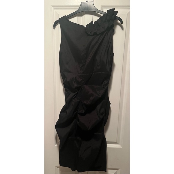 Black Cocktail Dress with Floral Collar - Picture 3 of 4